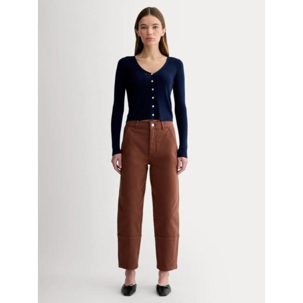 Everlane Utility Barrel Pant Denim Jeans Women Brown High Rise Cropped Size 6R